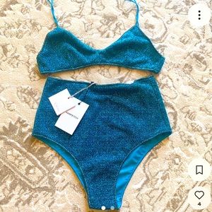 Oséree Teal Blue Sparkle Swimsuit Set🩵✨